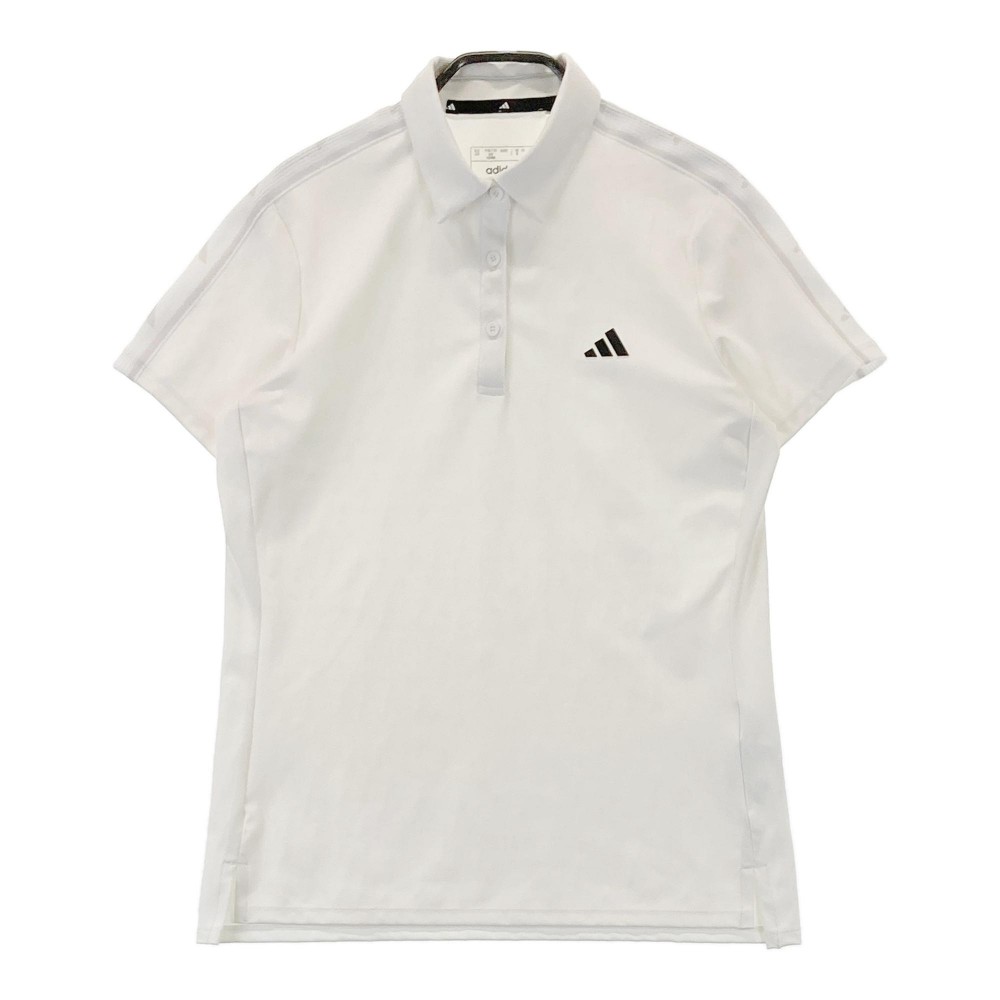 ADIDAS GOLF アディダスゴルフ 2024年モデル 半袖ポロシャツ ボタンダウン 総柄 ホワイト系 L 【中古】ゴルフウェア レディース