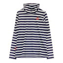 LE COQ GOLF ルコックゴルフ ハイネック 長袖インナーTシャツ ボーダー柄 ネイビー系 S 【中古】ゴルフウェア レディース