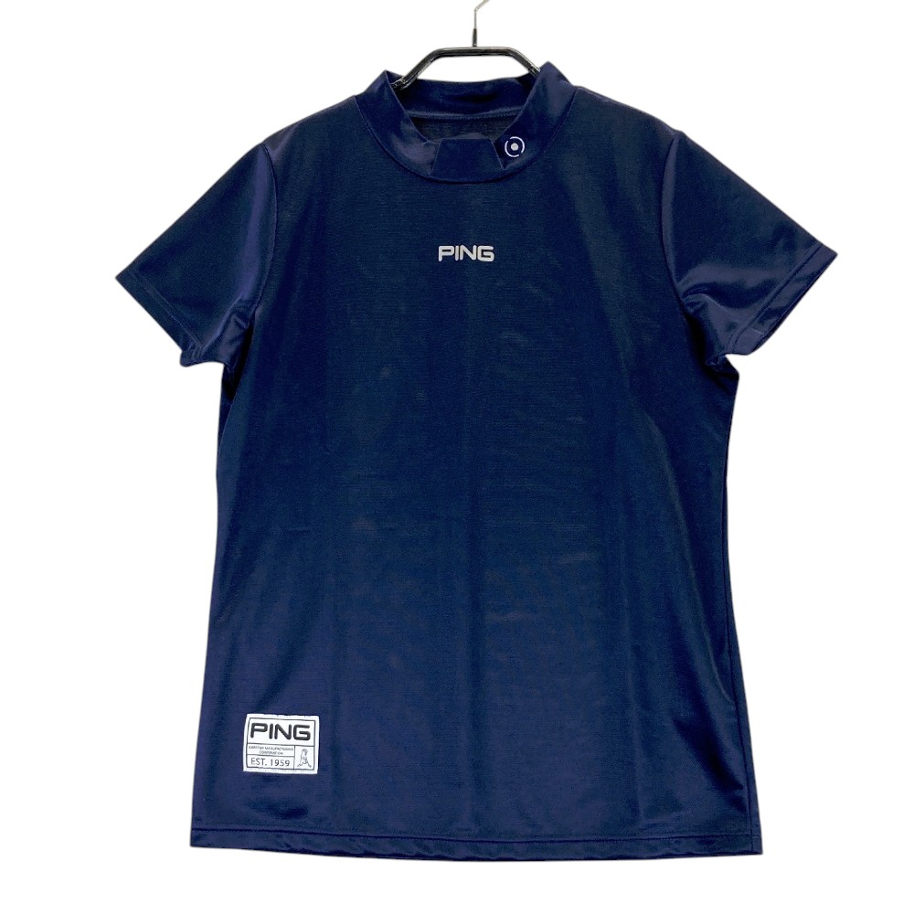 PING ピン ハイネック 半袖Tシャツ ネイビー系 M 【中古】ゴルフウェア レディース