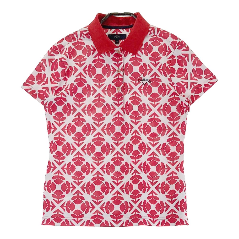 CALLAWAY キャロウェイ ; 半袖ポロシャツ 花柄 ホワイト系 M 【中古】ゴルフウェア レディース