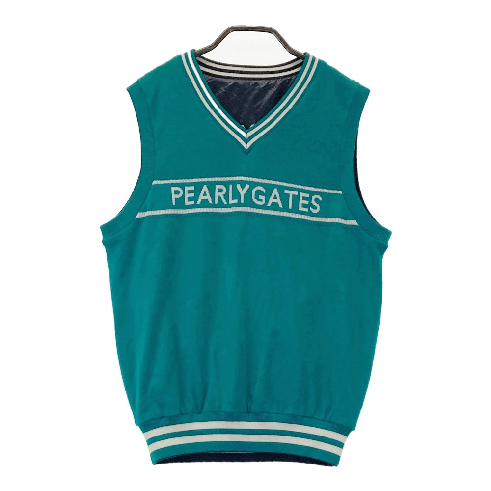 PEARLY GATES パーリーゲイツ リバーシブルVネック ウール混ニットベスト グリーン系 1 【中古】ゴルフウェア レディース
