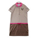 MUNSING WEAR マンシングウェア 半袖ワンピース ワッペン ボーダー柄 ブラウン系 【中古】ゴルフウェア レディース