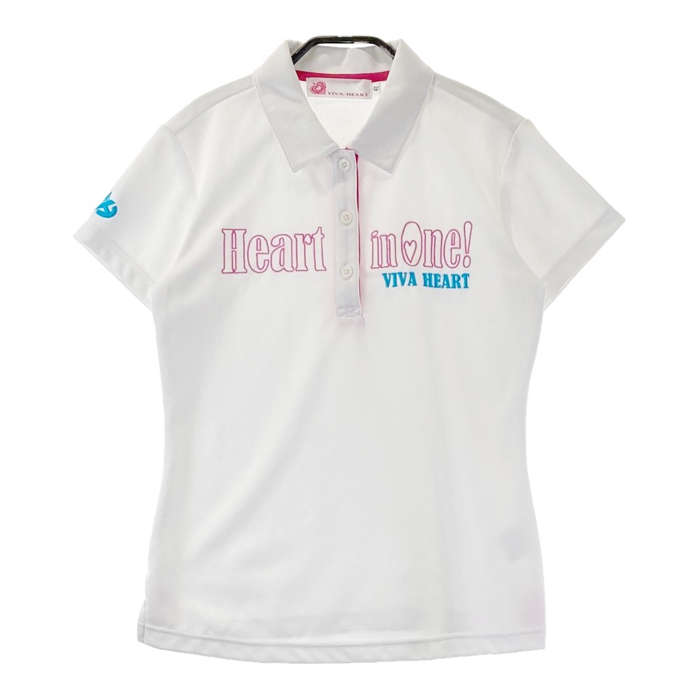 VIVA HEART ビバハート 半袖ポロシャツ ホワイト系 42 【中古】ゴルフウェア レディース