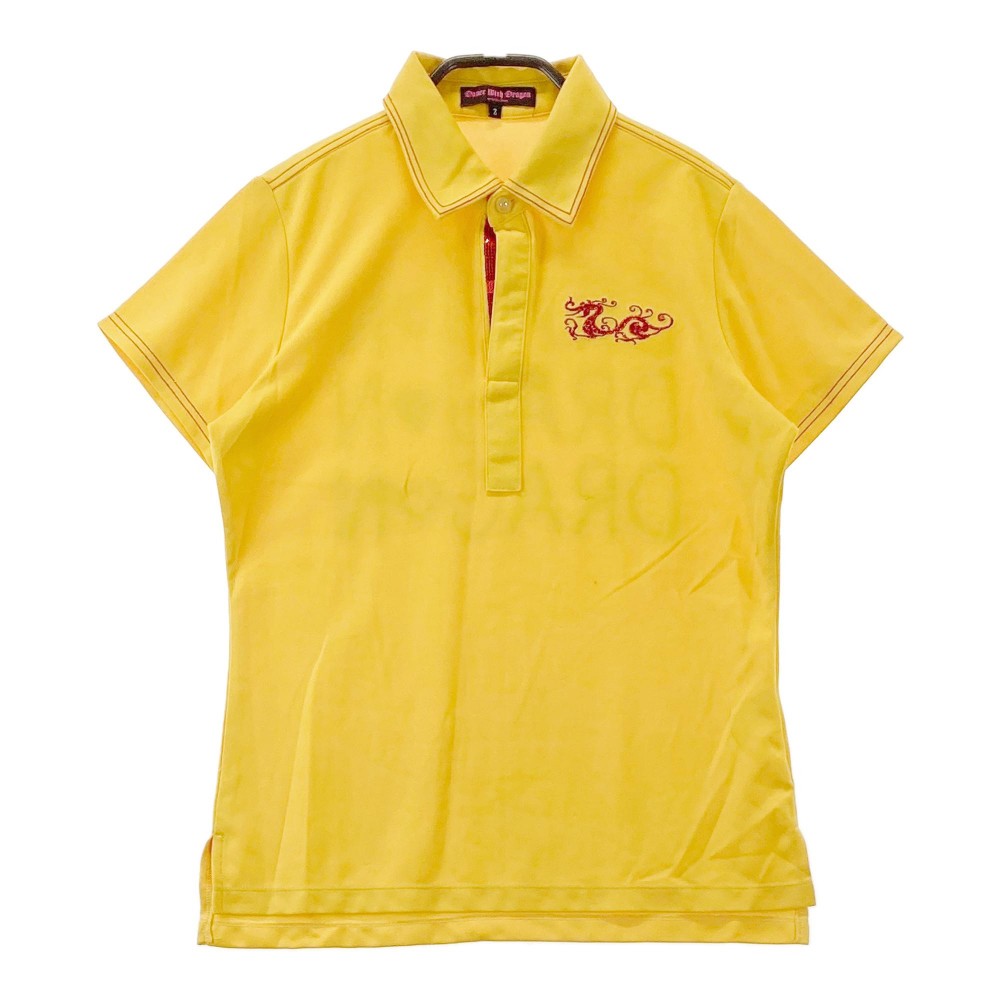 DANCE WITH DRAGON ダンスウィズドラゴン 半袖ポロシャツ イエロー系 2 【中古】ゴルフウェア レディース