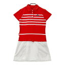 LE COQ GOLF ルコックゴルフ 半袖ワンピース ボーダー柄 レッド系 M 【中古】ゴルフウェア レディース
