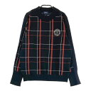 PEARLY GATES パーリーゲイツ ハイネック ニットセーター チェック柄 ブラウン系 2 【中古】ゴルフウェア レディース