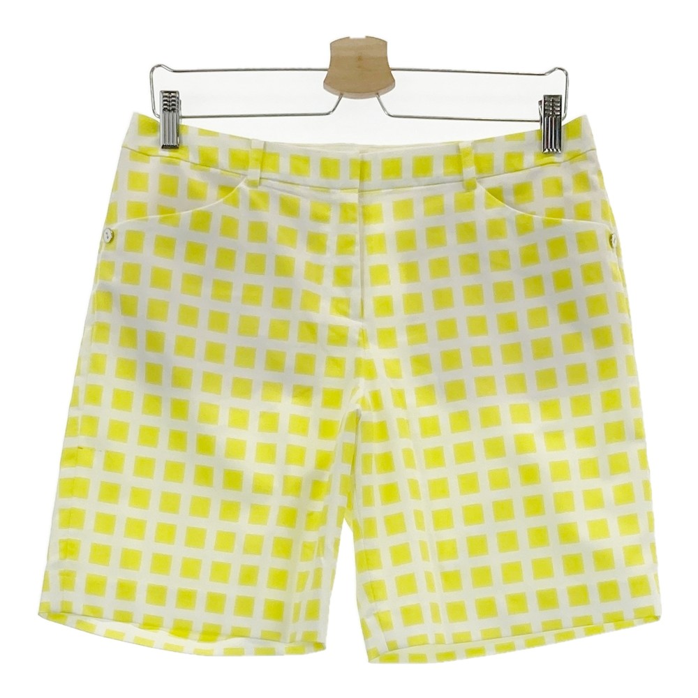 LANVIN SPORT ランバン スポール ショートパンツ チェック柄 イエロー系 42 【中古】ゴルフウェア レディース