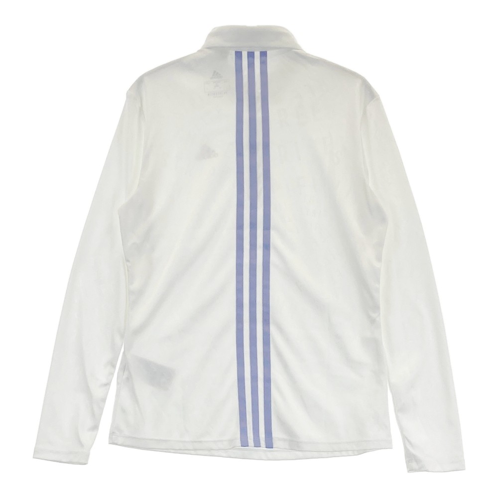 ADIDAS GOLF アディダスゴルフ PRIMEGREEN 長袖ポロシャツ ボタンダウン 総柄 ホワイト系 S 【中古】ゴルフウェア レディース