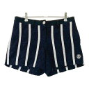 AND PER SE アンパスィ レース ショートパンツ ストライプ柄 ネイビー系 L 【中古】ゴルフウェア レディース