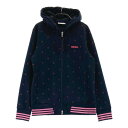 ADIDAS GOLF アディダスゴルフ N65961 フード付 長袖ジップパーカー 総柄 ネイビー系 M 【中古】ゴルフウェア レディース