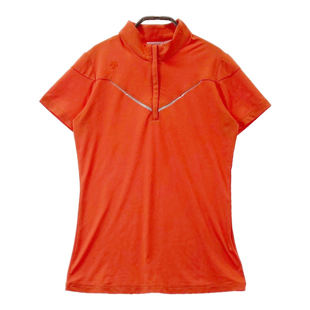 DESCENTE GOLF デサントゴルフ ハーフジップ 半袖Tシャツ オレンジ系 M 【中古】ゴルフウェア レディース