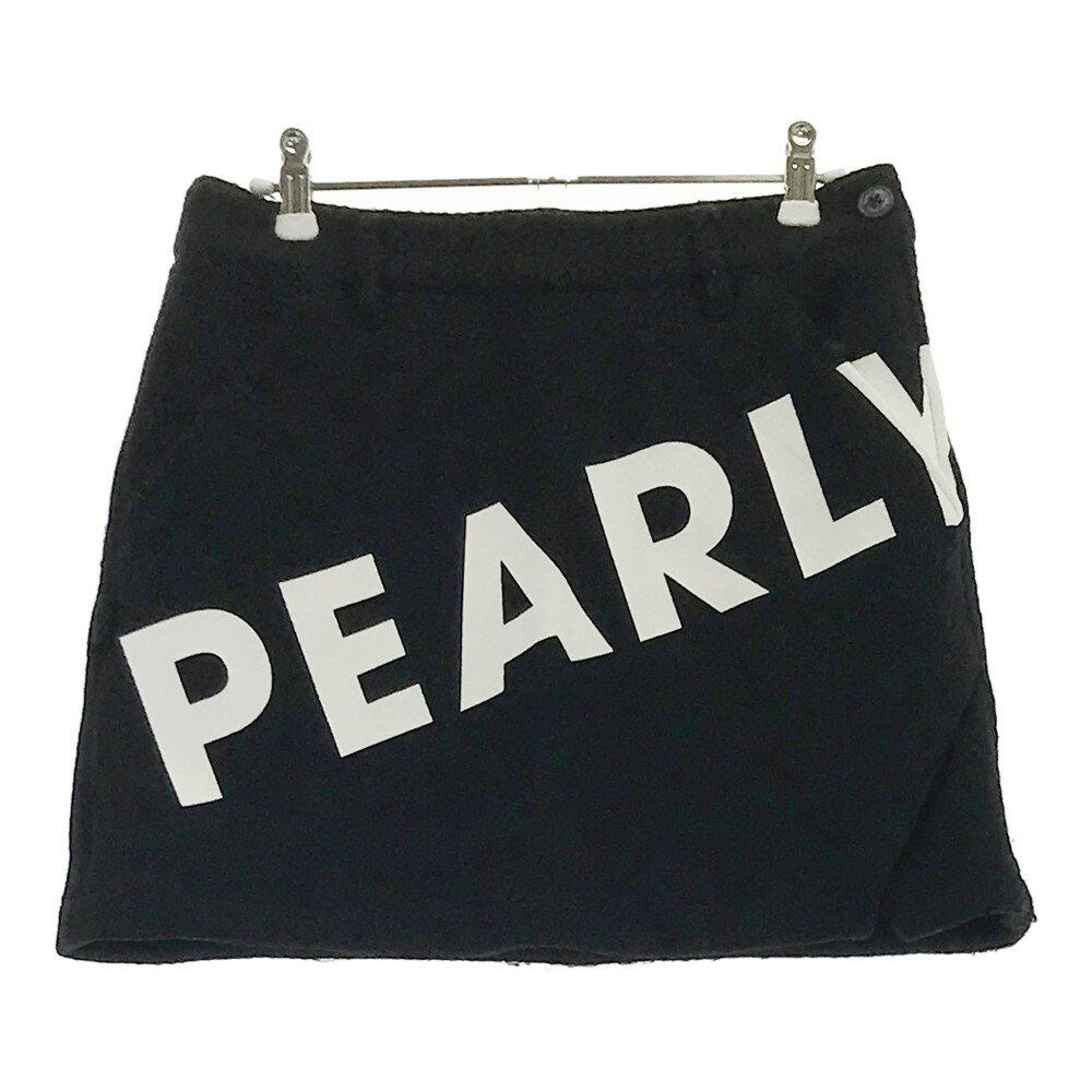 PEARLY GATES パーリーゲイツ スカート ロゴプリント ブラック系 0 【中古】ゴルフウェア レディース