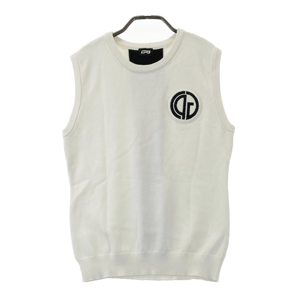 CPG GOLF シーピージーゴルフ ニットベスト ホワイト系 L 【中古】ゴルフウェア レディース