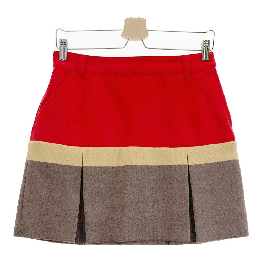 ARCHIVIO アルチビオ 2022年 裏地付 ニットスカート プリーツ レッド系 38 【中古】ゴルフウェア レデ..