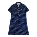 MUNSING WEAR マンシングウェア 半袖ワンピース ヤシ柄 ネイビー系 M 【中古】ゴルフウェア レディース