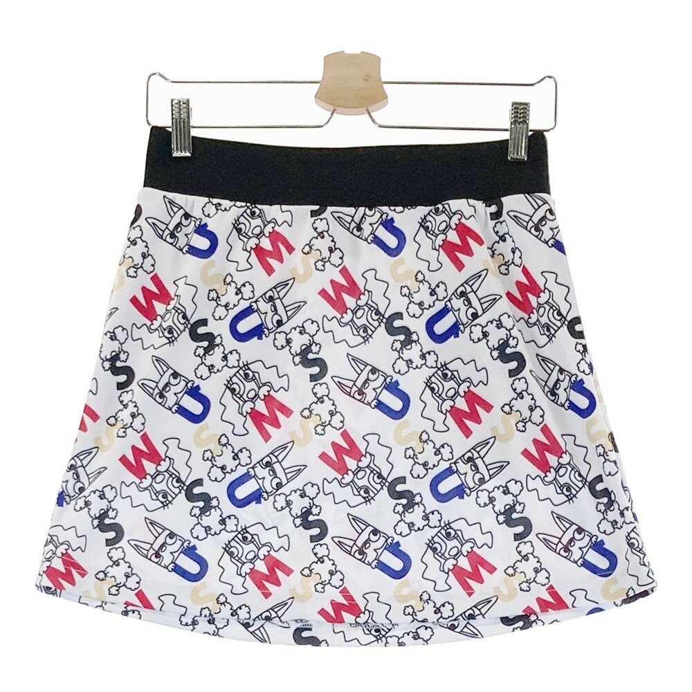 M.U SPORTS エムユースポーツ スカート 犬総柄 ホワイト系 44 【中古】ゴルフウェア レディース