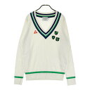 LE COQ GOLF ルコックゴルフ Vネック ニットセーター ホワイト系 L 【中古】ゴルフウェア レディース