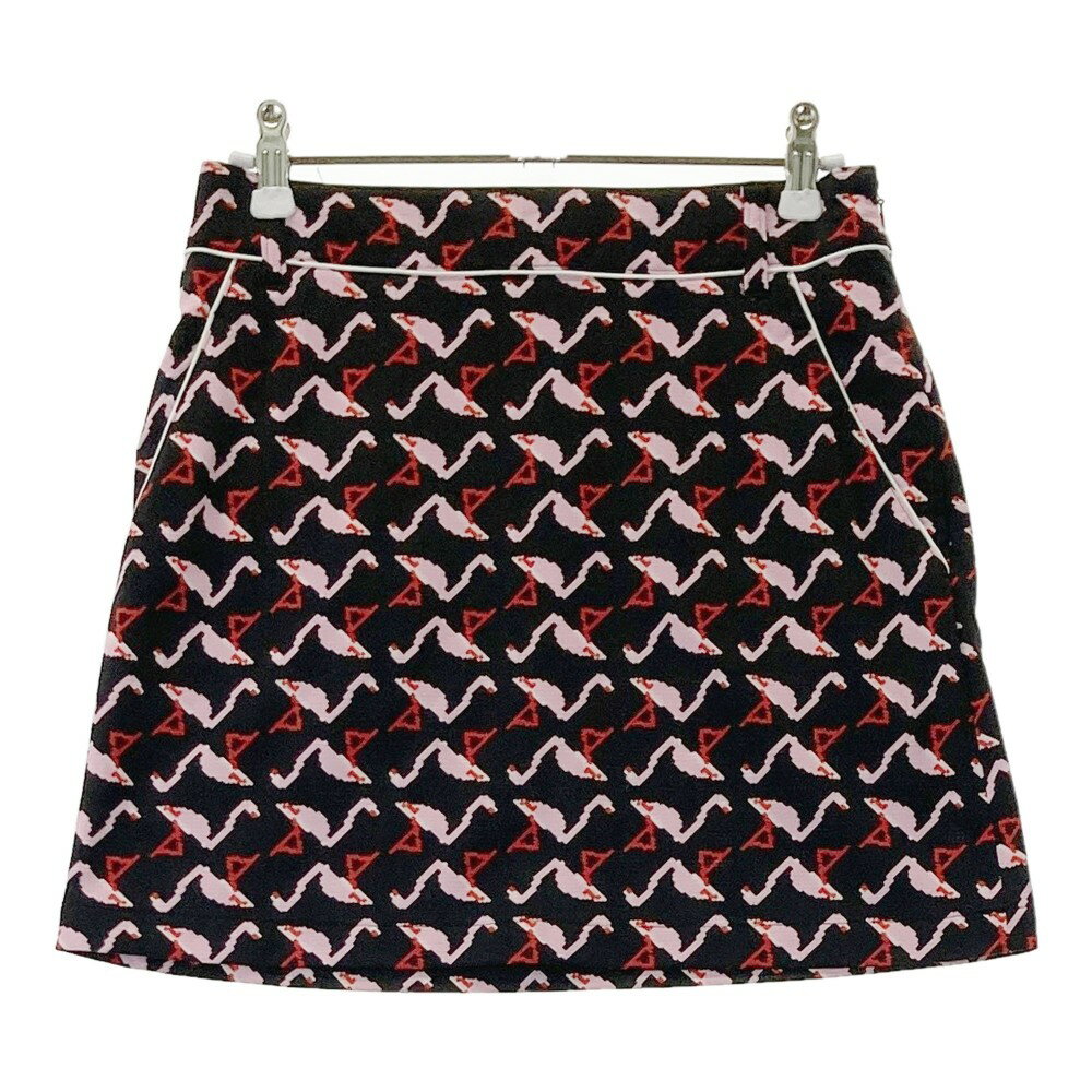 JUN&ROPE ジュン アンド ロペ ; スカート フラミンゴ 総柄 ブラック系 S 【中古】ゴルフウェア レディ..