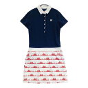 NEW BALANCE GOLF ニューバランス 半袖ワンピース 総柄 ネイビー系 2 【中古】ゴルフウェア レディース