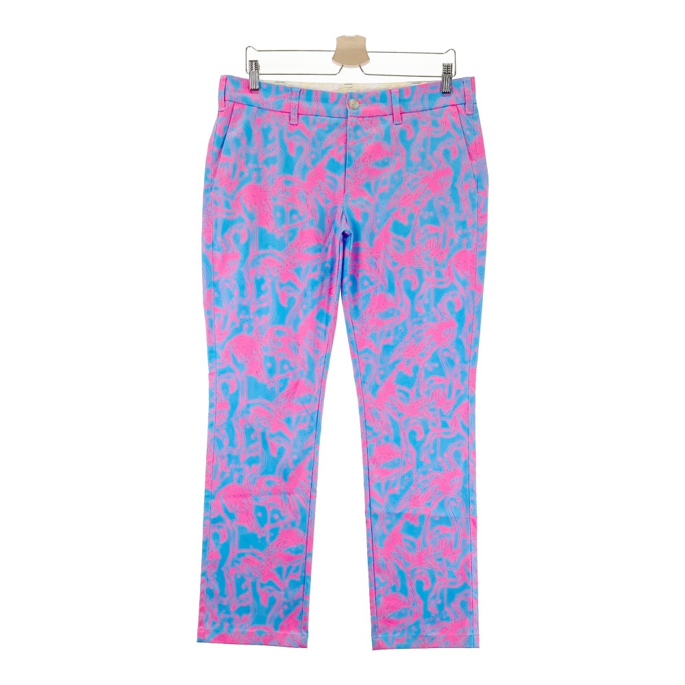 LOUD MOUTH ラウドマウス ロングパンツ フラミンゴズブルーネオン ブルー系 L 【中古】ゴルフウェア レディース