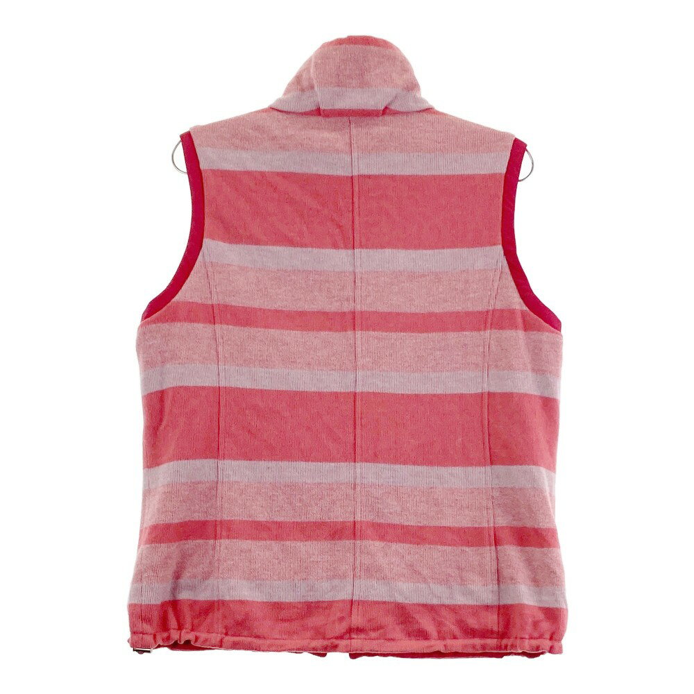 ADABAT アダバット リバーシブル ニット切替 ジップベスト ボーダー柄 レッド系 40 【中古】ゴルフウェア レディース