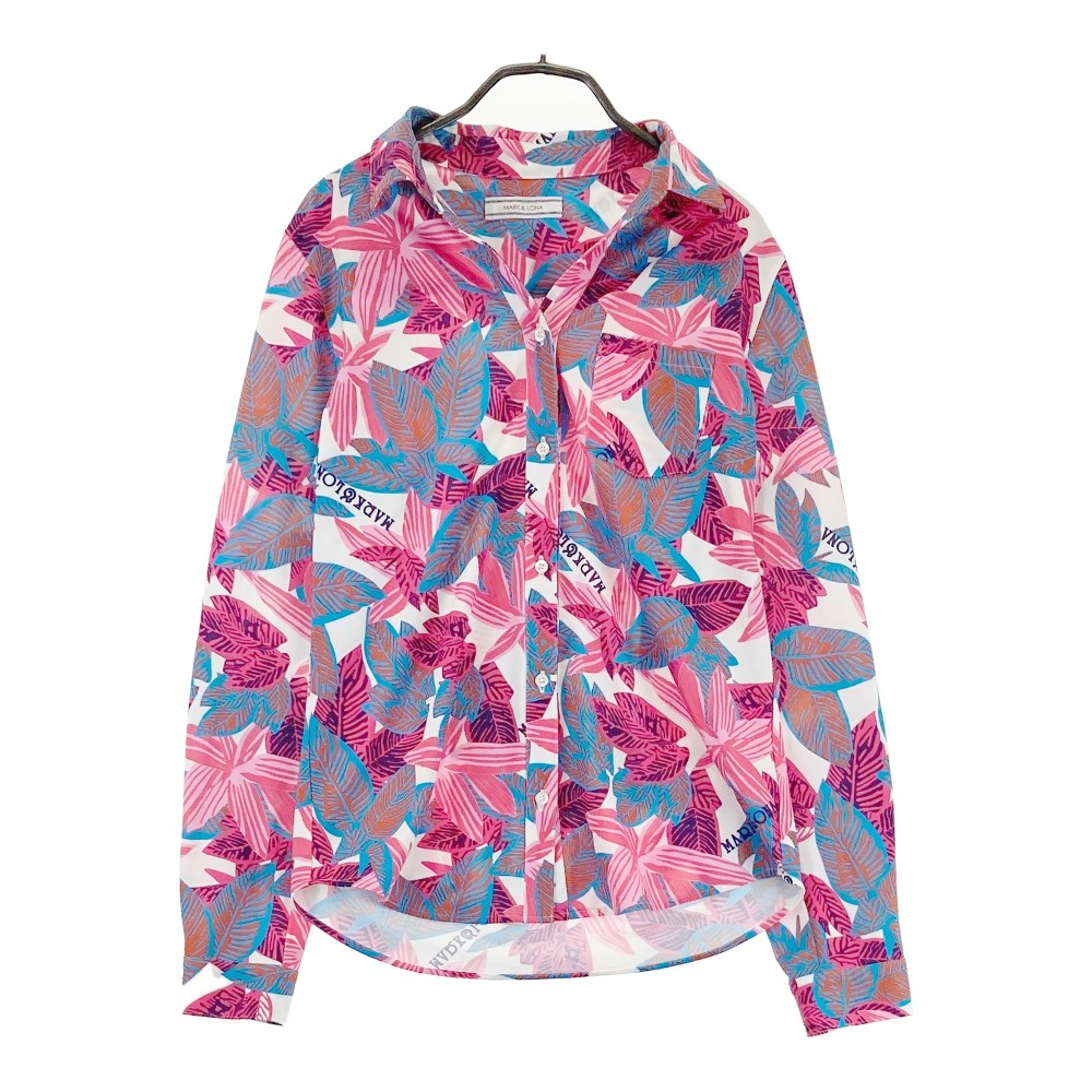 MARK&LONA マークアンドロナ 長袖シャツ 総柄 ホワイト系 L 【中古】ゴルフウェア レディース