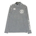PEARLY GATES パーリーゲイツ 長袖ハイネックインナーTシャツ ボーダー ネイビー系 1 【中古】ゴルフウェア レディース