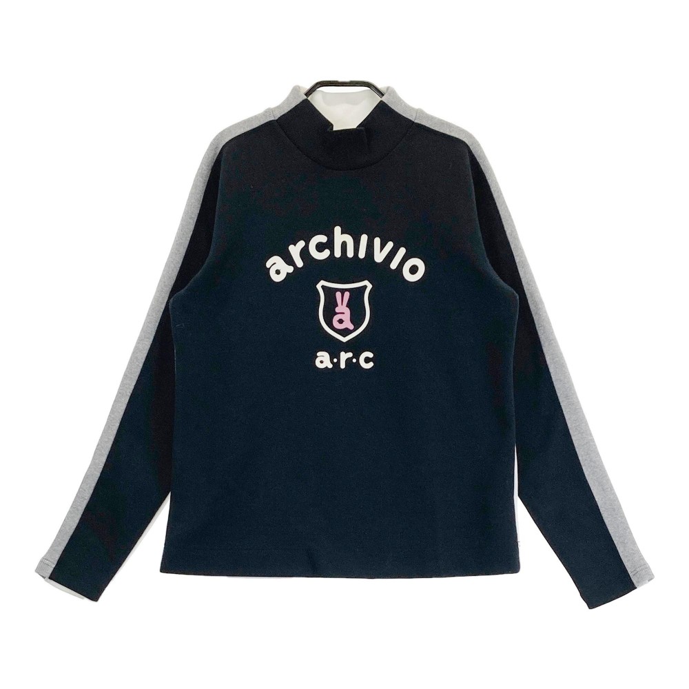 ARCHIVIO アルチビオ 異素材切替 ハイネック長袖Tシャツ ブラック系 38 【中古】ゴルフウェア レディース