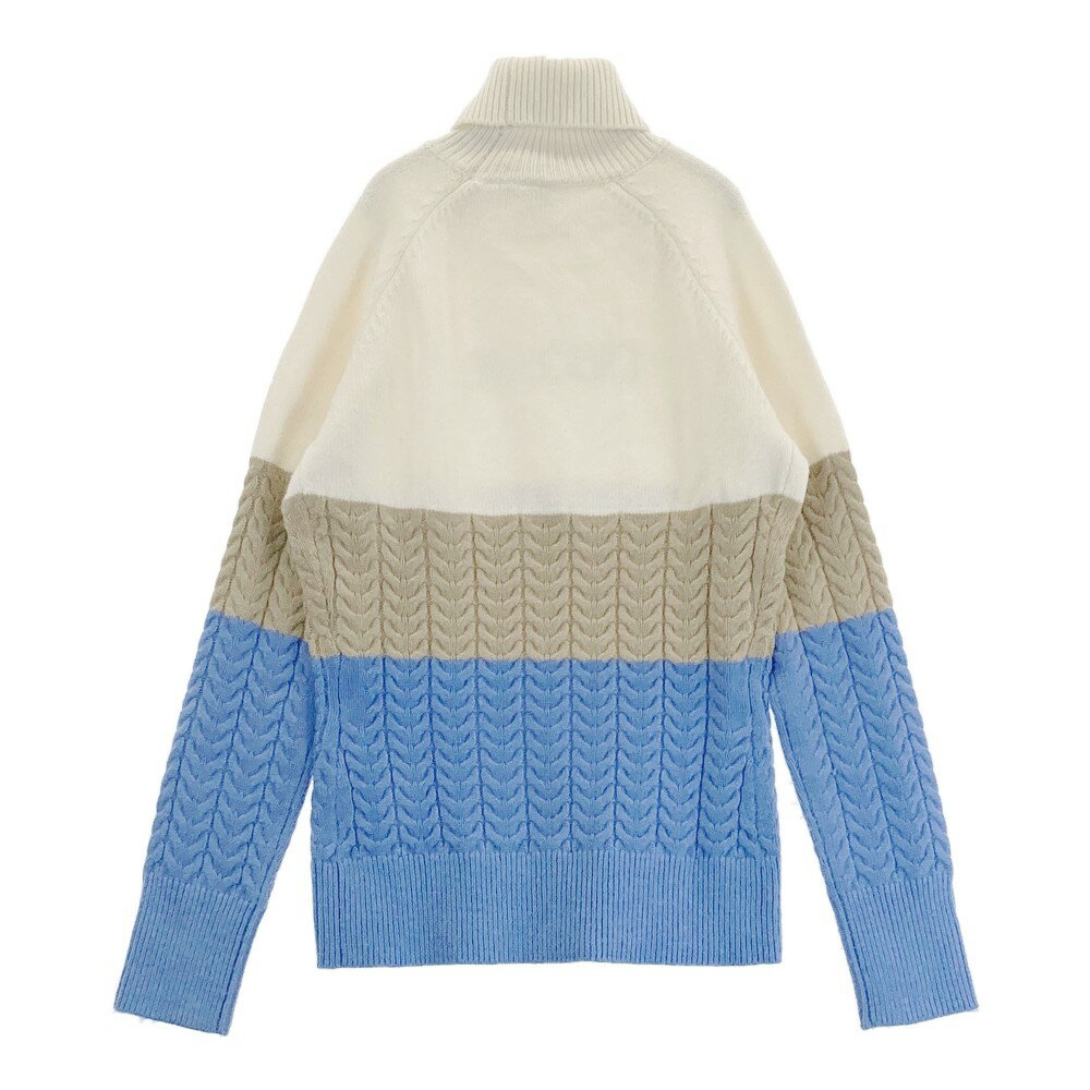 DESCENTE GOLF デサントゴルフ タートルネック ウール混 ニットセーター ホワイト系 S 【中古】ゴルフウェア レディース