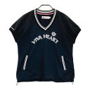 VIVA HEART ビバハート フロントロゴ 半袖ジャケット チェック柄 ブラック系 42 【中古】ゴルフウェア レディース