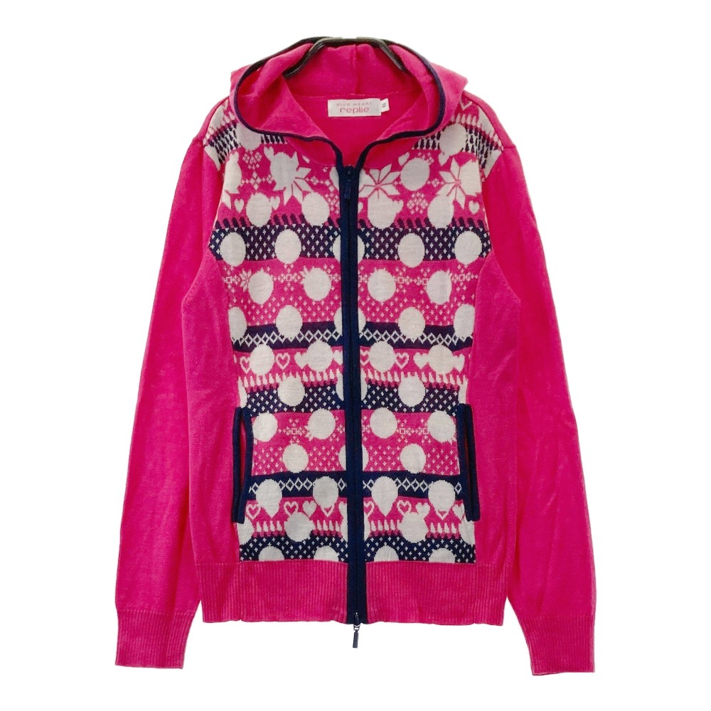 VIVA HEART ビバハート 長袖 ニットジャケット ピンク系 40 【中古】ゴルフウェア レディース