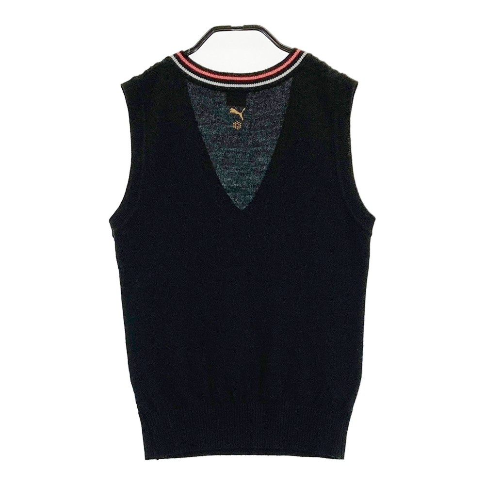 PUMA GOLF プーマゴルフ Vネック ニットベスト ブラック系 S 【中古】ゴルフウェア レディース