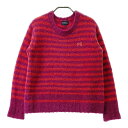 PEARLY GATES パーリーゲイツ クルーネック ニットセーター ボーダー柄 パープル系 0 【中古】ゴルフウェア レディース