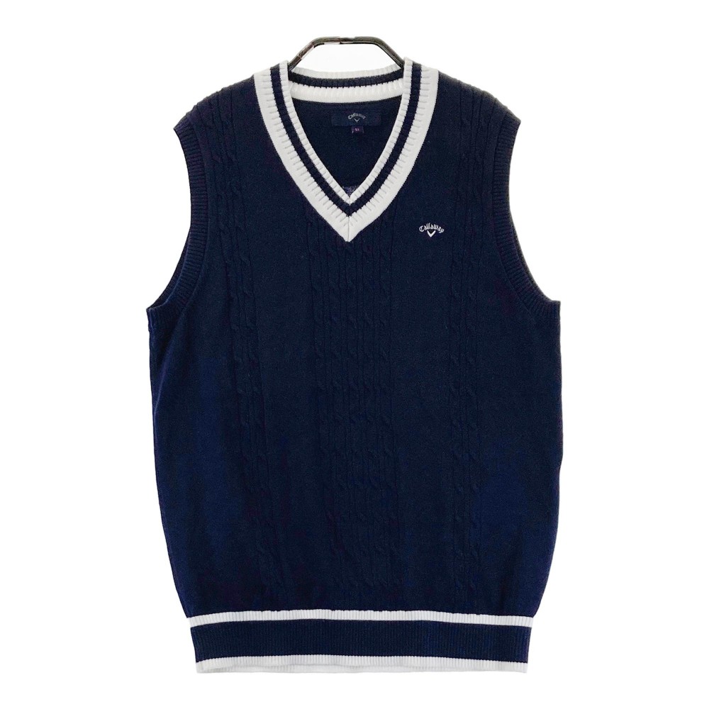 CALLAWAY キャロウェイ ニットベスト ネイビー系 LL 【中古】ゴルフウェア レディース