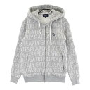 PEARLY GATES パーリーゲイツ 裏起毛 スウェットパーカー 総柄 グレー系 0 【中古】ゴルフウェア レディース