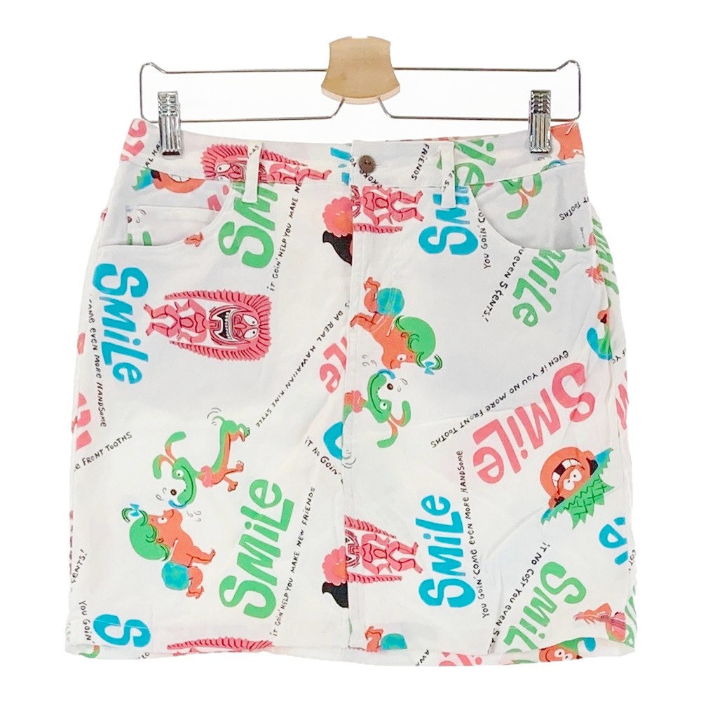 BEAMS GOLF ビームスゴルフ ×SUN SURF ストレッチスカート アロハ柄 ホワイト系 L 【中古】ゴルフウェア レディース