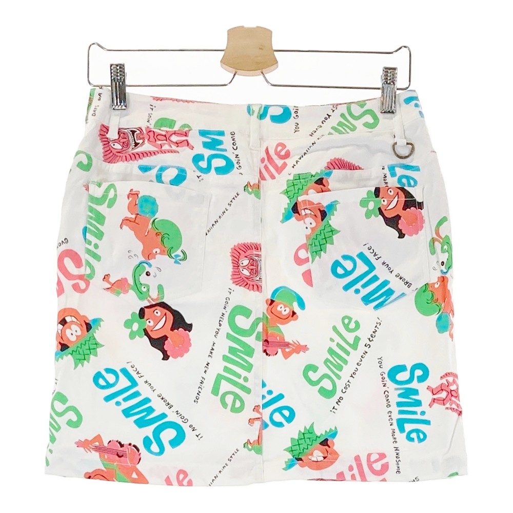 BEAMS GOLF ビームスゴルフ ×SUN SURF ストレッチスカート アロハ柄 ホワイト系 L 【中古】ゴルフウェア レディース
