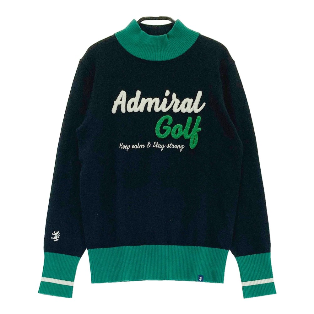 ADMIRAL アドミラル ハイネック ニットセーター ネイビー系 M 【中古】ゴルフウェア レディース