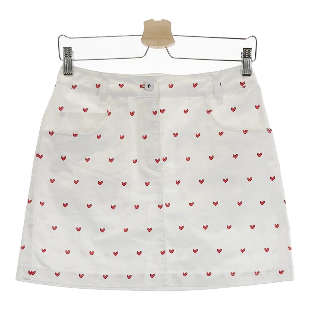 BEAMS GOLF ビームスゴルフ ストレッチスカート ハート柄 ホワイト系 M 【中古】ゴルフウェア レディース
