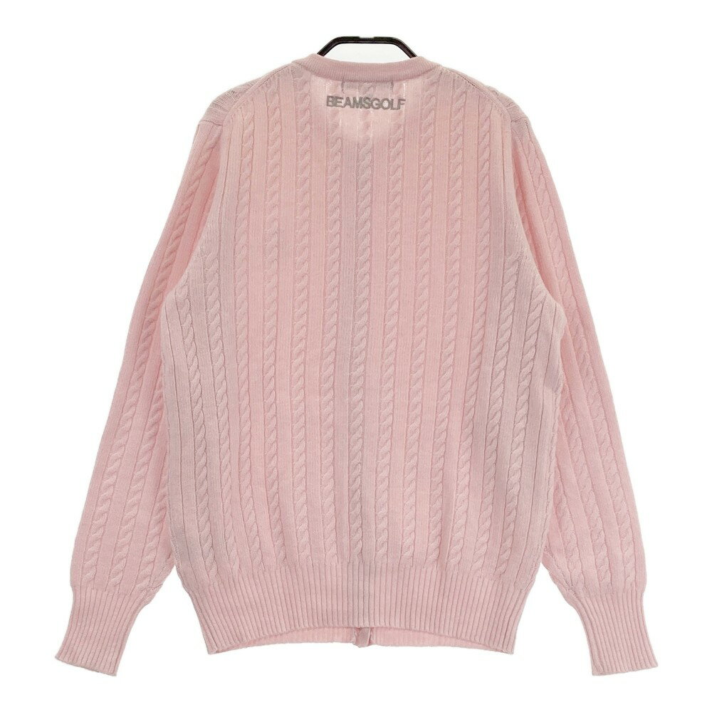 BEAMS GOLF ビームスゴルフ アルパカ混 長袖カーディガン ピンク系 L 【中古】ゴルフウェア レディース