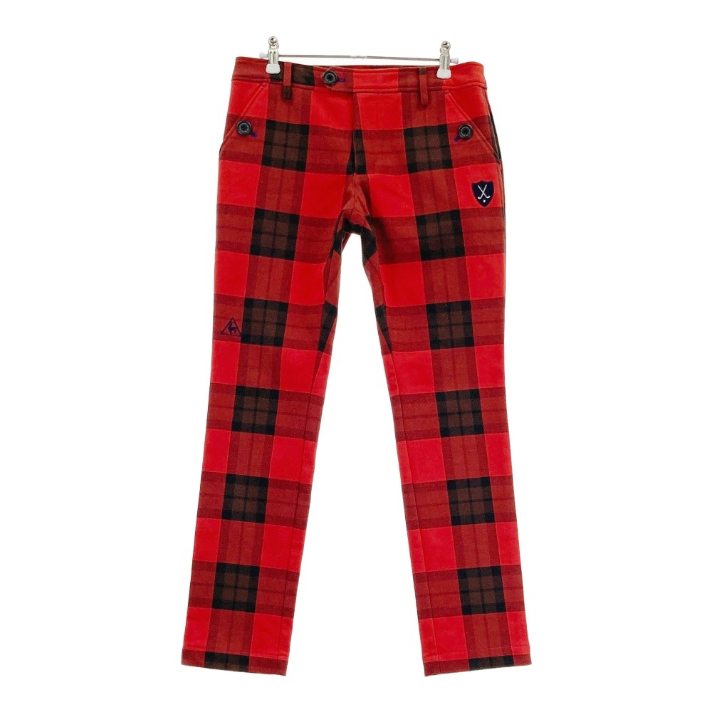 LE COQ GOLF ルコックゴルフ ストレッチパンツ チェック柄 レッド系 11 【中古】ゴルフウェア レディース