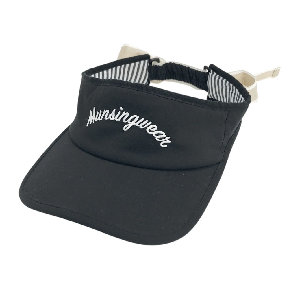 MUNSING WEAR マンシングウェア リボン付きサンバイザー ブラック系 F 【中古】ゴルフウェア
