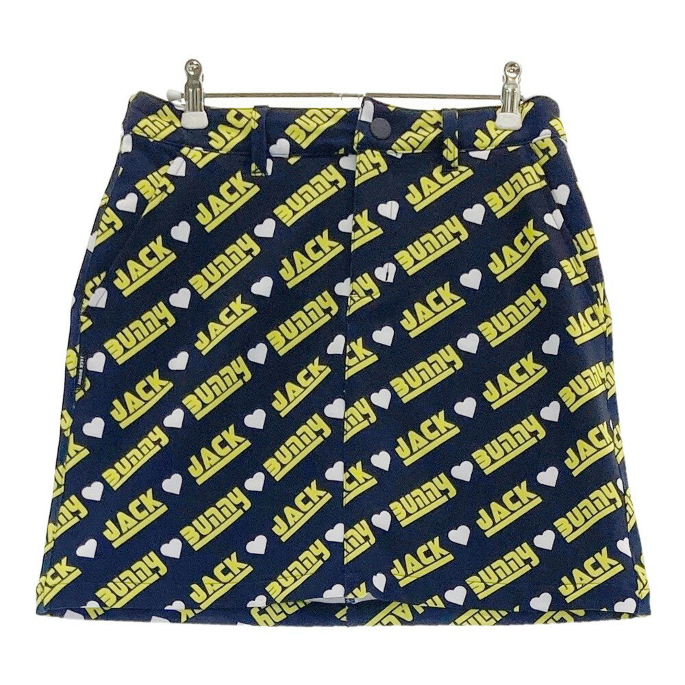 JACK BUNNY ジャックバニー 2024年モデル インナー付 ストレッチスカート 裏起毛 ロゴ総柄 ネイビー系 ..