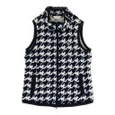ADABAT アダバット ボア蓄熱 ジップベスト 千鳥 総柄 ブラック系 38 【中古】ゴルフウェア レディース