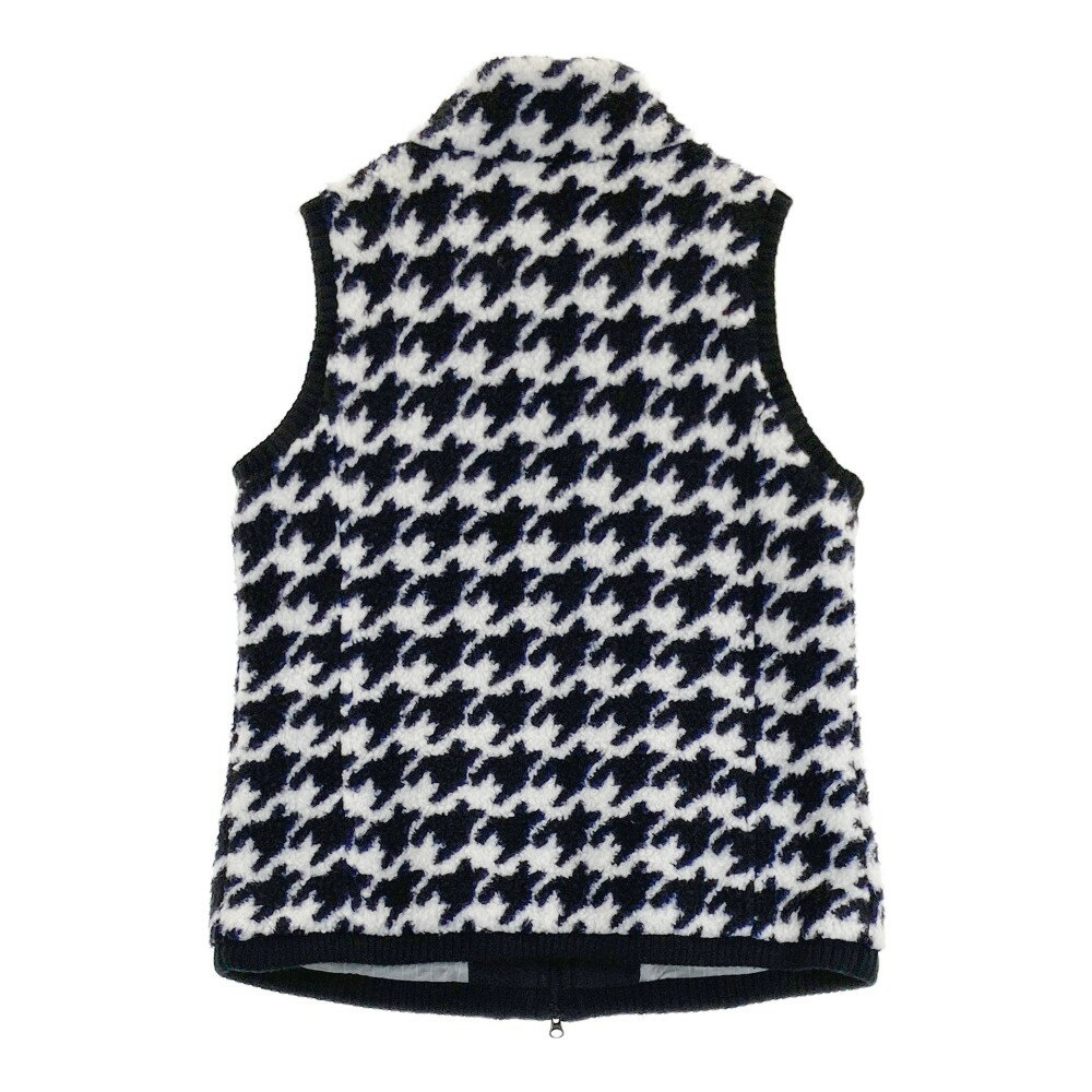 ADABAT アダバット ボア蓄熱 ジップベスト 千鳥 総柄 ブラック系 38 【中古】ゴルフウェア レディース