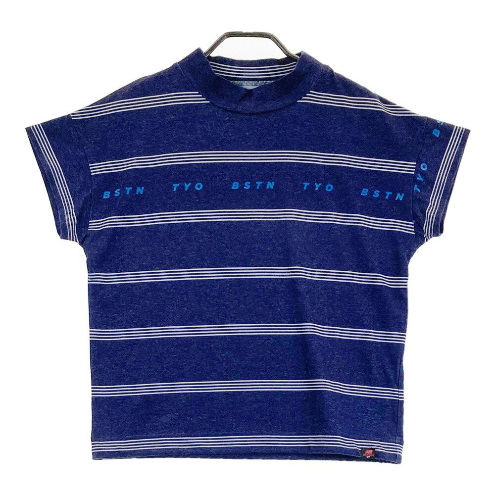 NEW BALANCE GOLF ニューバランス ハイネック 半袖Tシャツ ボーダー柄 ネイビー系 1 【中古】ゴルフウ..