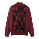 ASHWORTH アシュワース 蓄熱 ニットジャケット 千鳥 アーガイル柄 レッド系 L 【中古】ゴルフウェア レディース