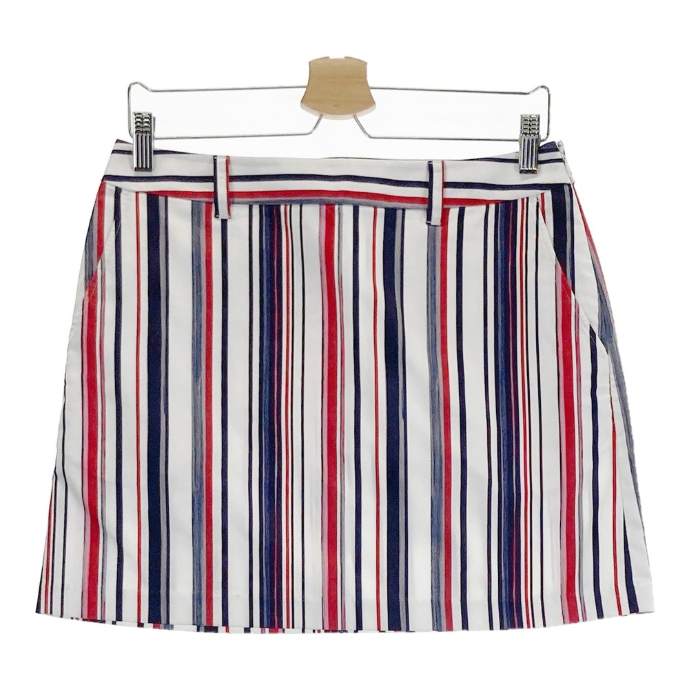 23区GOLF ニジュウサンクゴルフ スカート ストライプ柄 ホワイト系 67 【中古】ゴルフウェア レディース