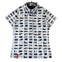 LE COQ GOLF ルコックゴルフ 半袖ポロシャツ 総柄 ホワイト系 M 【中古】ゴルフウェア レディース