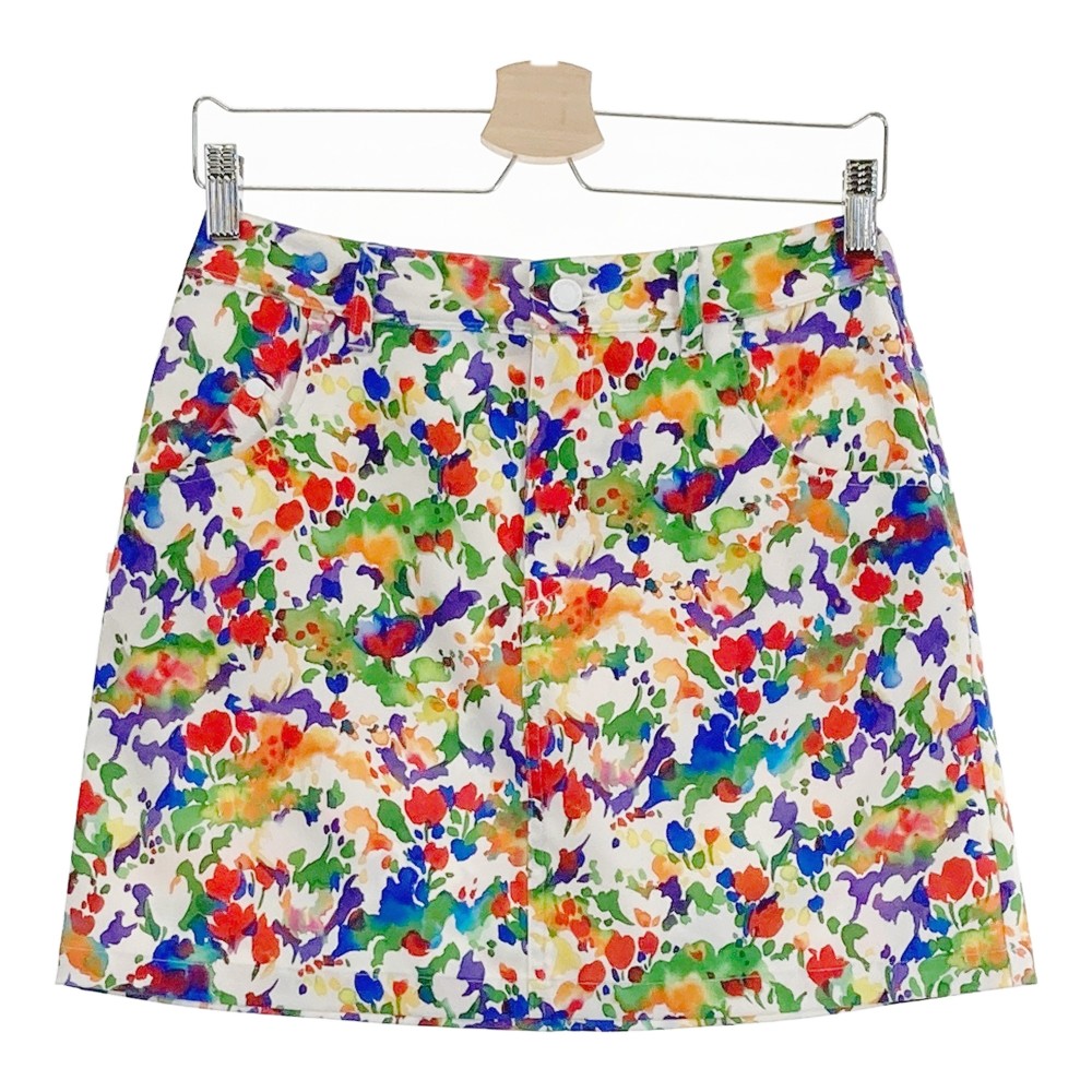 NEW BALANCE GOLF ニューバランス ストレッチスカート 総柄 グリーン系 1 【中古】ゴルフウェア レディ..